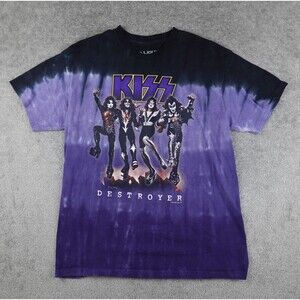 VTG Liquid Blue Shirt Men's L Blue Tie Dye Kiss Destroyer Tour Graphic Tee 2005
